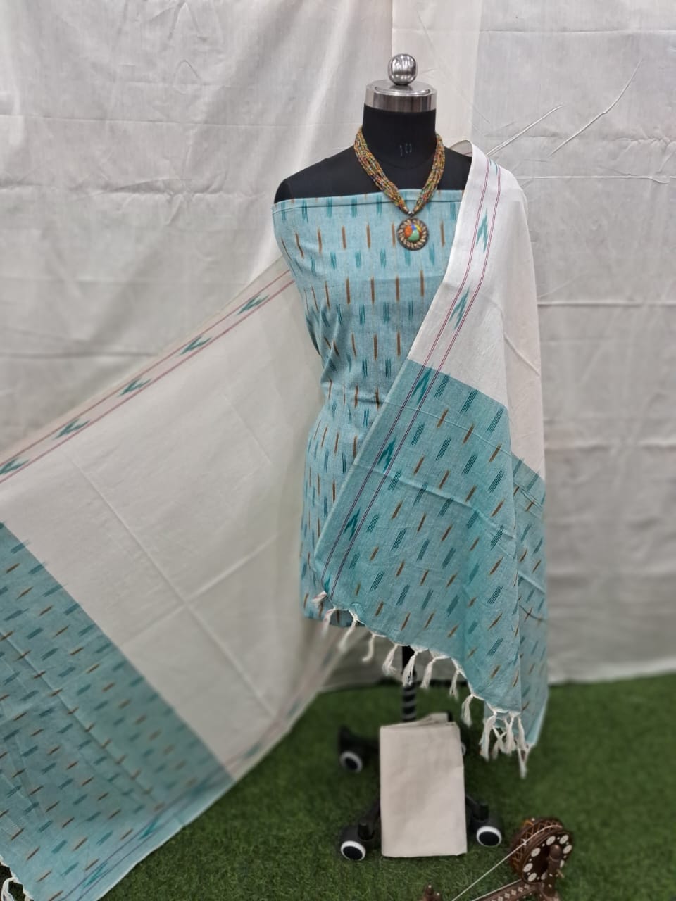 handloom cotton dress material set | light pink (copy)