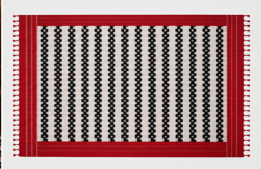 Double Ikkat Duppata | White and Red - Image 3
