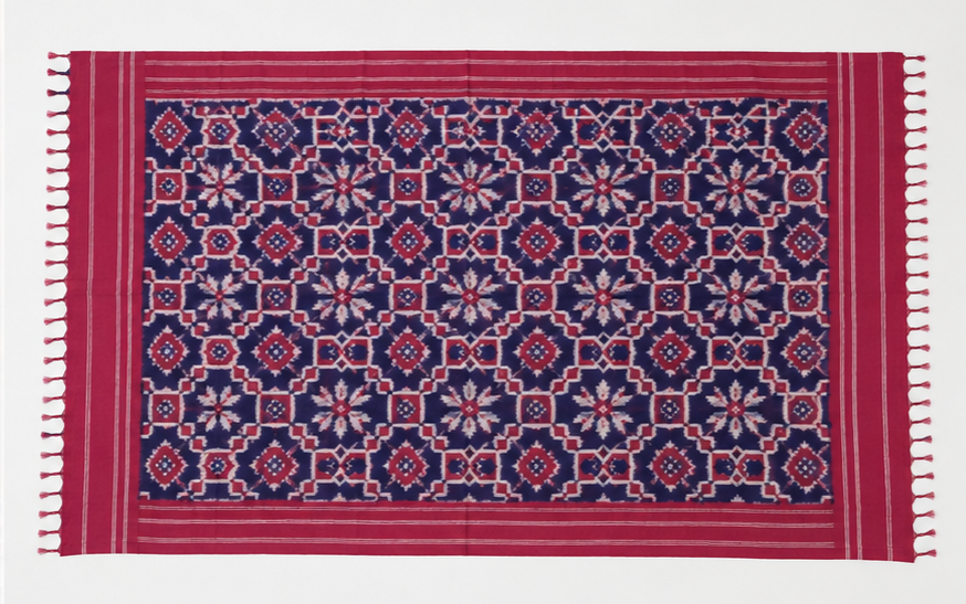 Double Ikkat Duppata | Pink and Blue - Image 2
