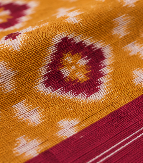 Double Ikkat Duppata | Yellow and Red - Image 4