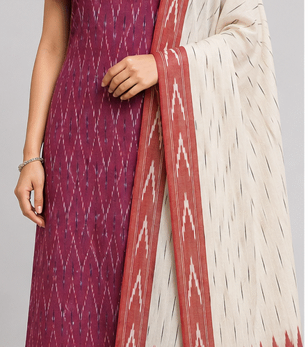 Ikkat Pure Cotton Dress Material Set