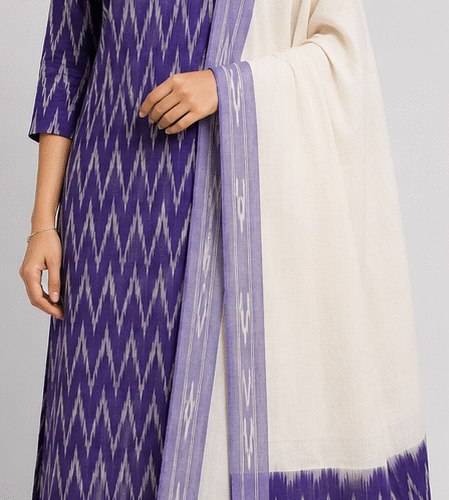 Ikkat Pure Cotton Dress Material Set