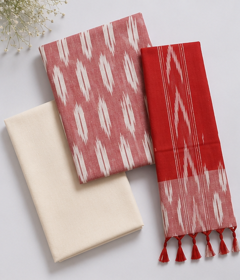 Ikkat Pure Cotton Dress Material Set - Image 2