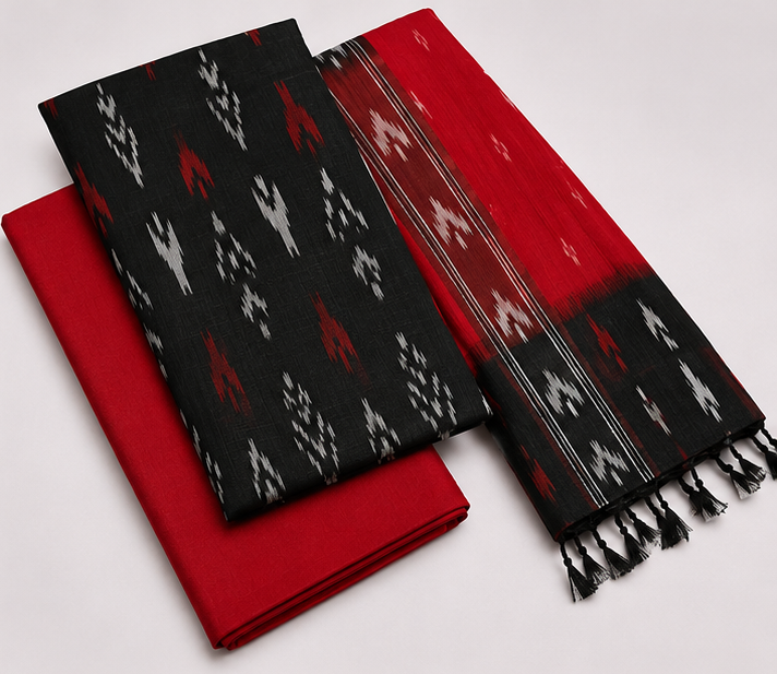 Ikkat Pure Cotton Dress Material Set - Image 2