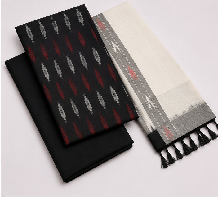 Ikkat Pure Cotton Dress Material Set - Image 2