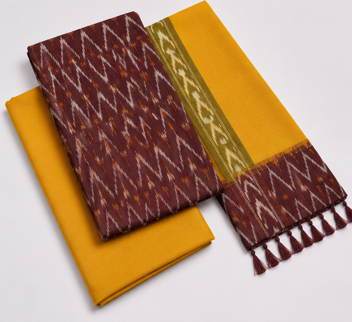 Ikkat Pure Cotton Dress Material Set - Image 2