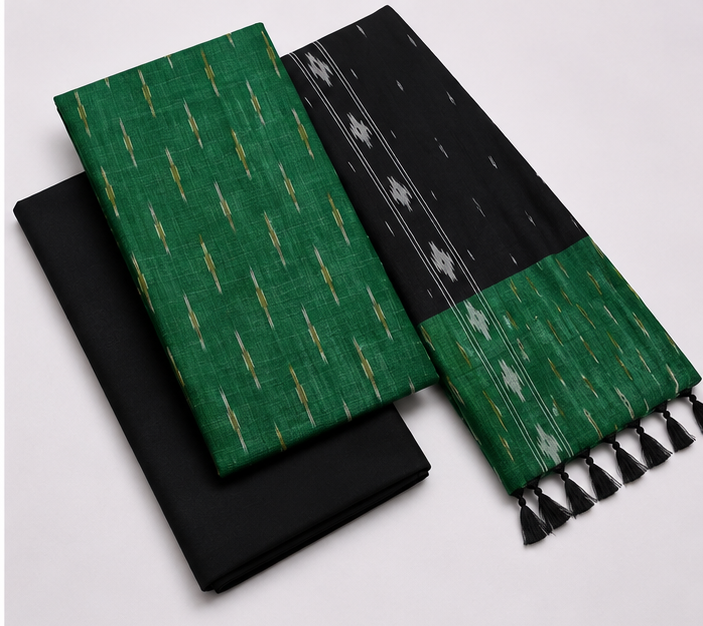 Ikkat Pure Cotton Dress Material Set - Image 2