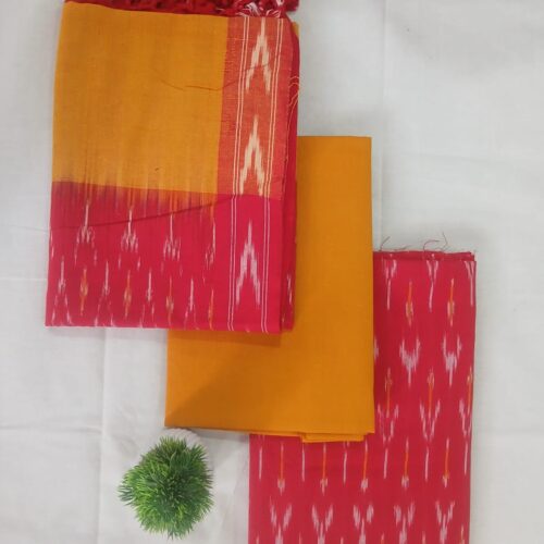 handloom 3 peice ikkat dress material | red