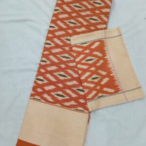pochampally double cart bed sheet orange and ivory