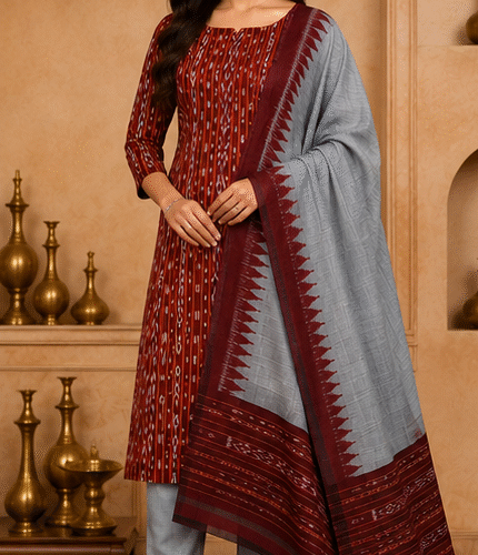 Handloom Sambalpuri Ikat Cotton Dress Material Set