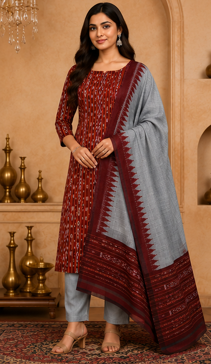 Handloom Sambalpuri Ikat Cotton Dress Material Set