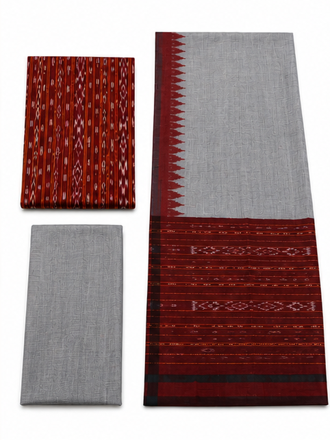 Handloom Sambalpuri Ikat Cotton Dress Material Set - Image 2
