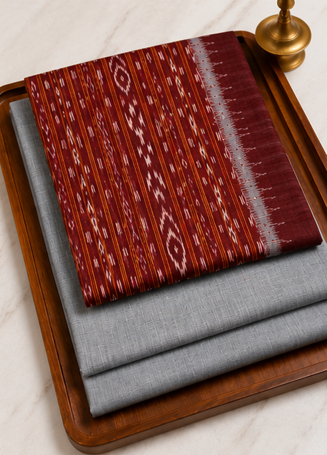 Handloom Sambalpuri Ikat Cotton Dress Material Set - Image 3