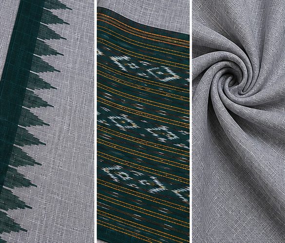 Handloom Sambalpuri Ikat Cotton Dress Material Set | Green - Image 5