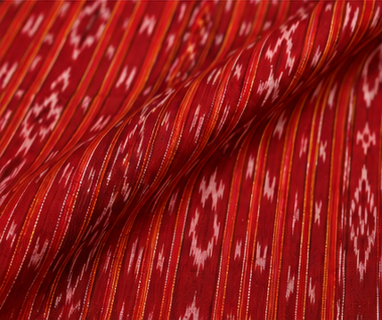 Handloom Sambalpuri Ikat Cotton Dress Material Set | Red - Image 4