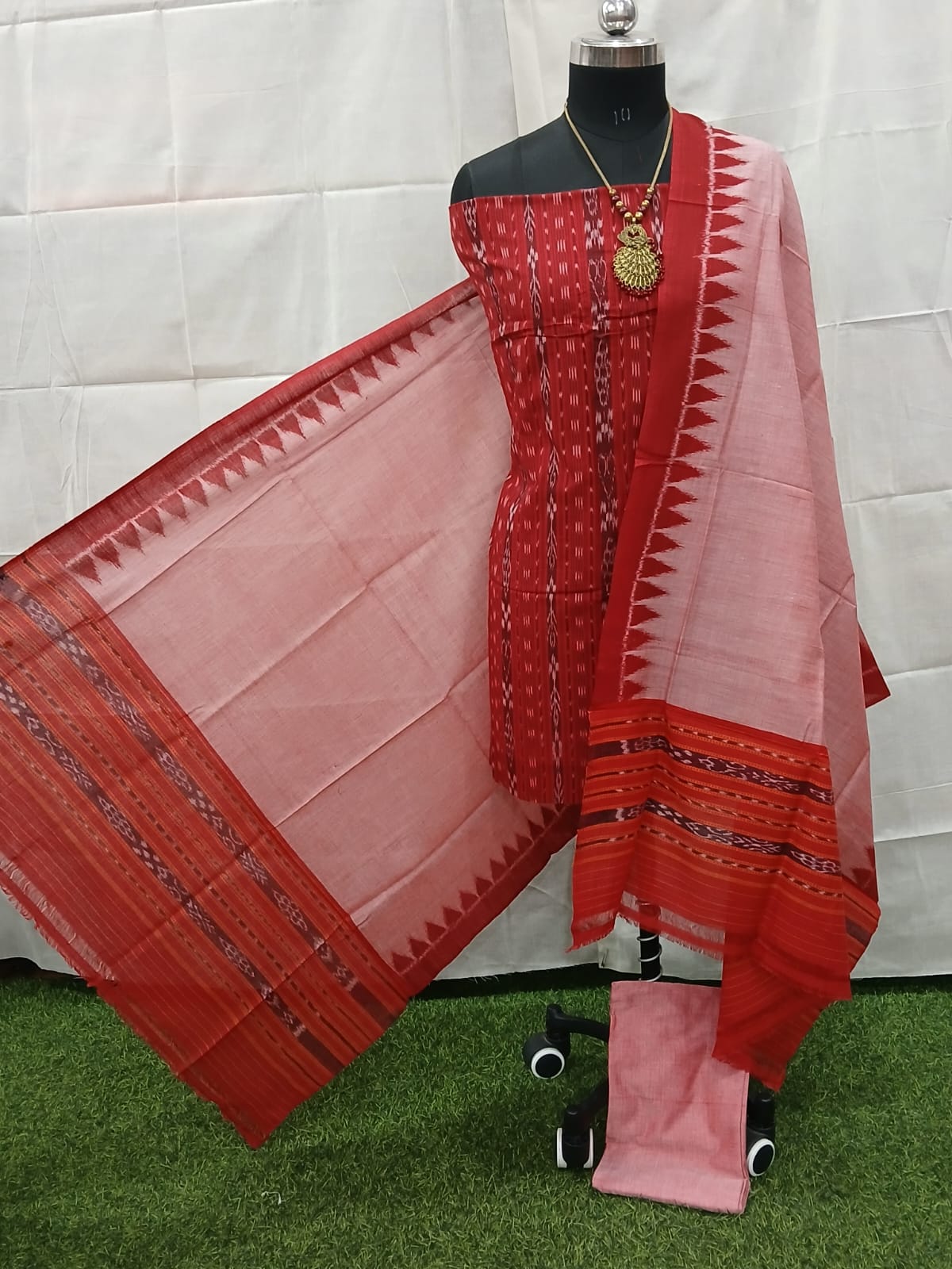 handloom sambalpuri ikat cotton dress material set | pink (copy) handloom sambalpuri ikat cotton dress material set | pink (copy)