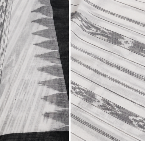 Handloom Sambalpuri Ikat Cotton Dress Material Set | White - Image 5