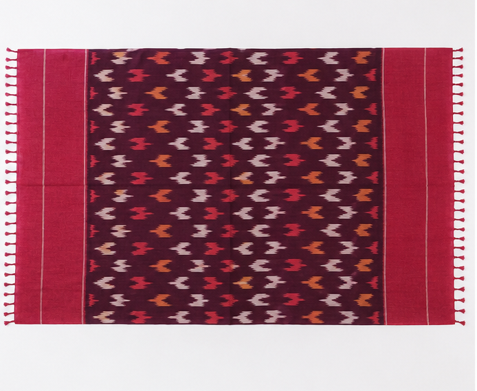 Mercerized Cotton Duppata | Red and Pink - Image 2