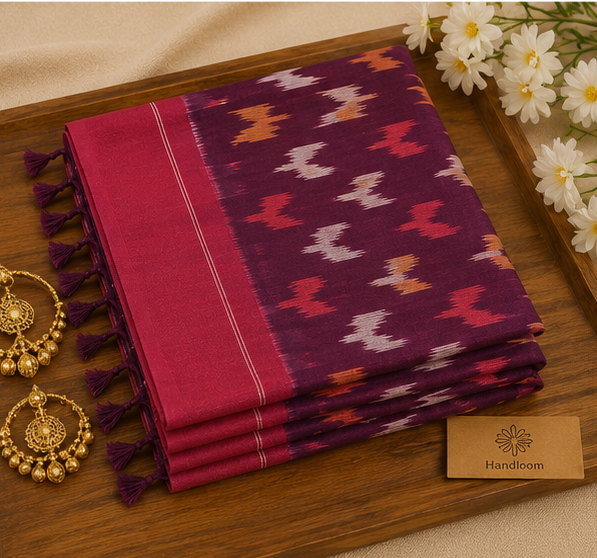 Mercerized Cotton Duppata | Red and Pink - Image 3