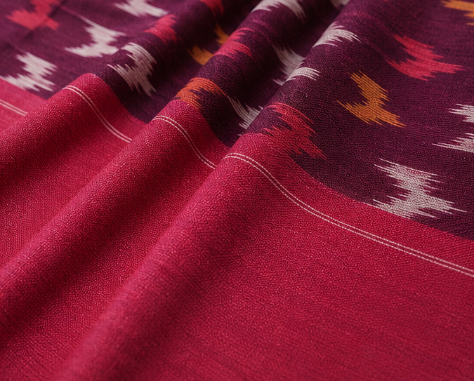 Mercerized Cotton Duppata | Red and Pink - Image 4