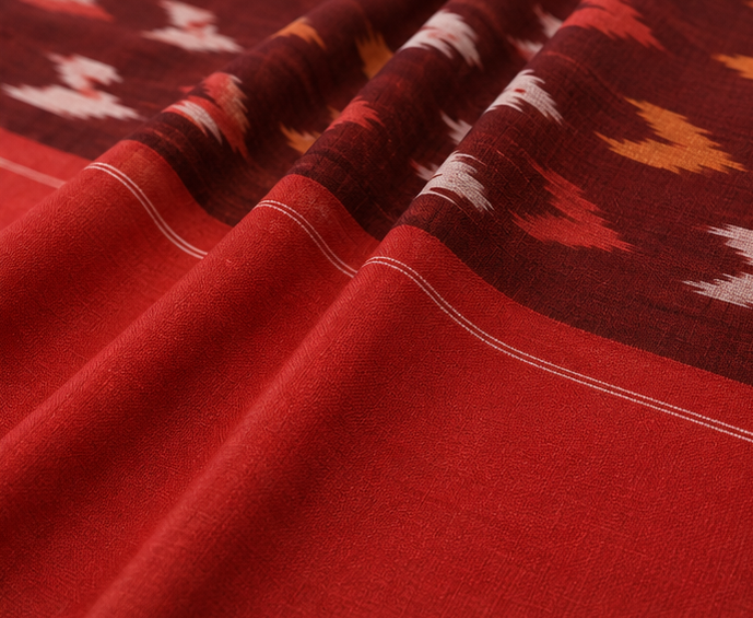 Mercerized Cotton Duppata | Red - Image 4
