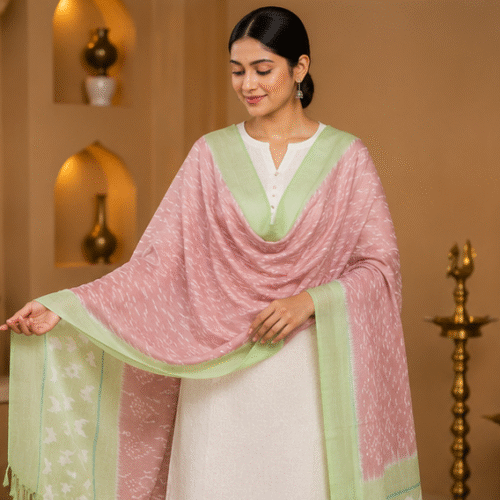 Mercerized Cotton Duppata | Green