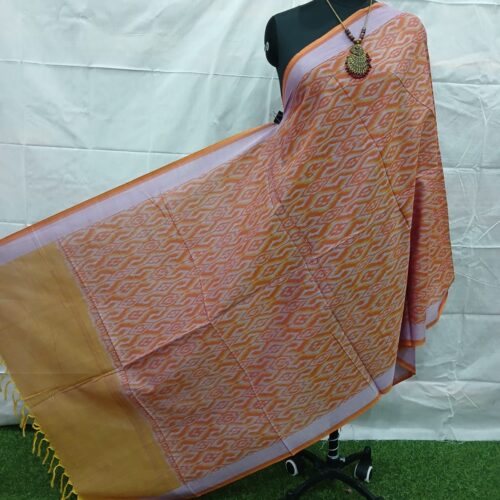 mercerized cotton duppata | grey and orange (copy)