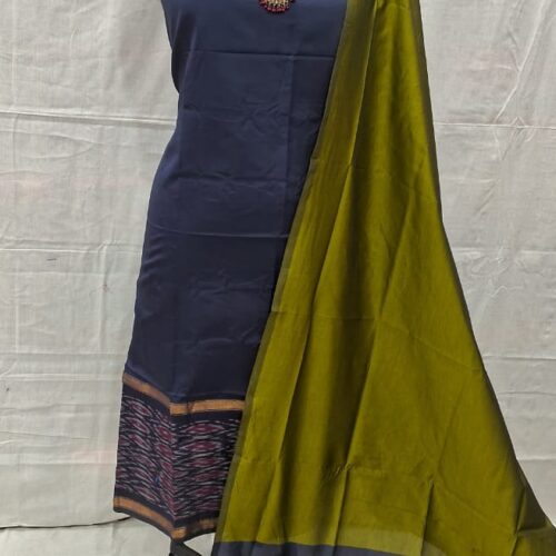 pochampally ikat blue ikat border handloom set (copy)