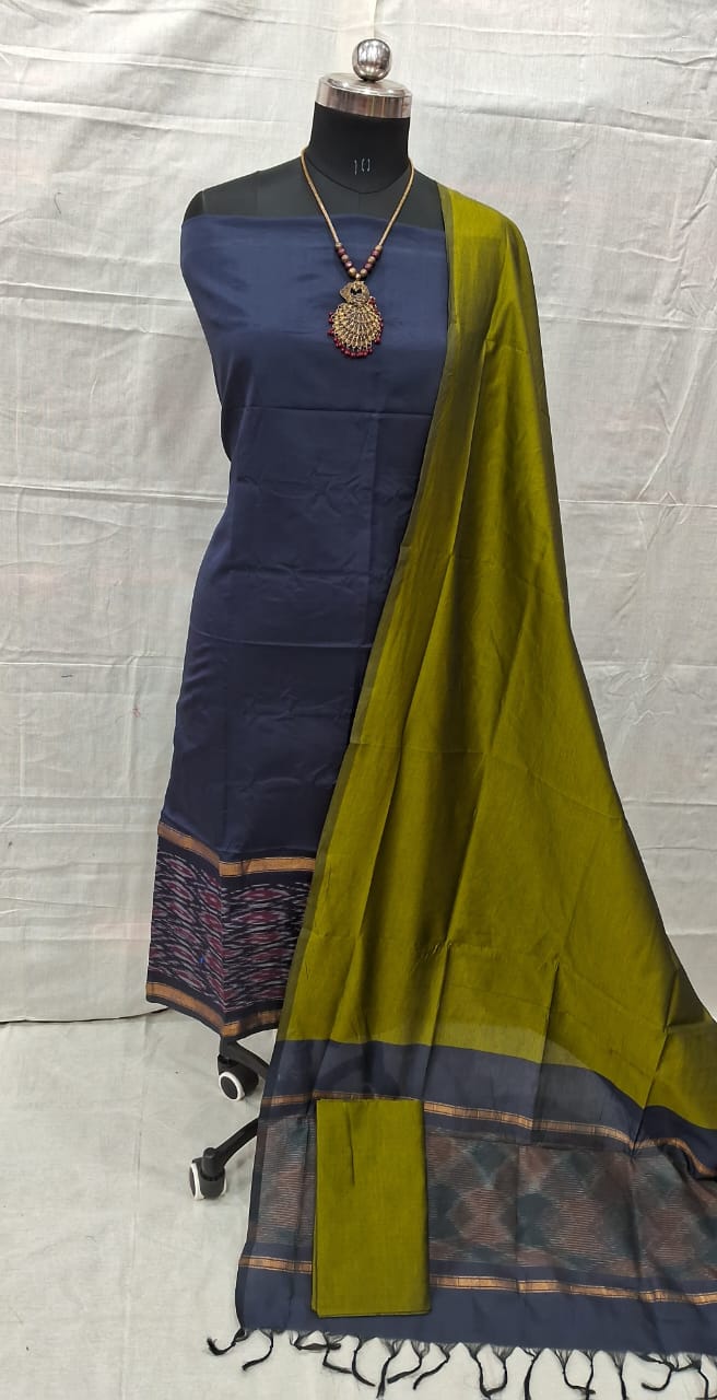 pochampally ikat blue ikat border handloom set (copy)