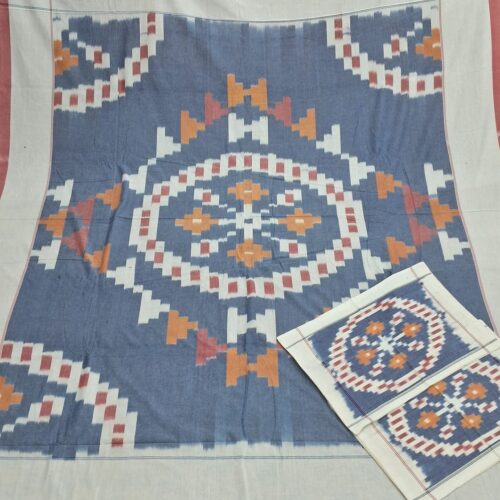 pochampally konark design bed sheets | blue