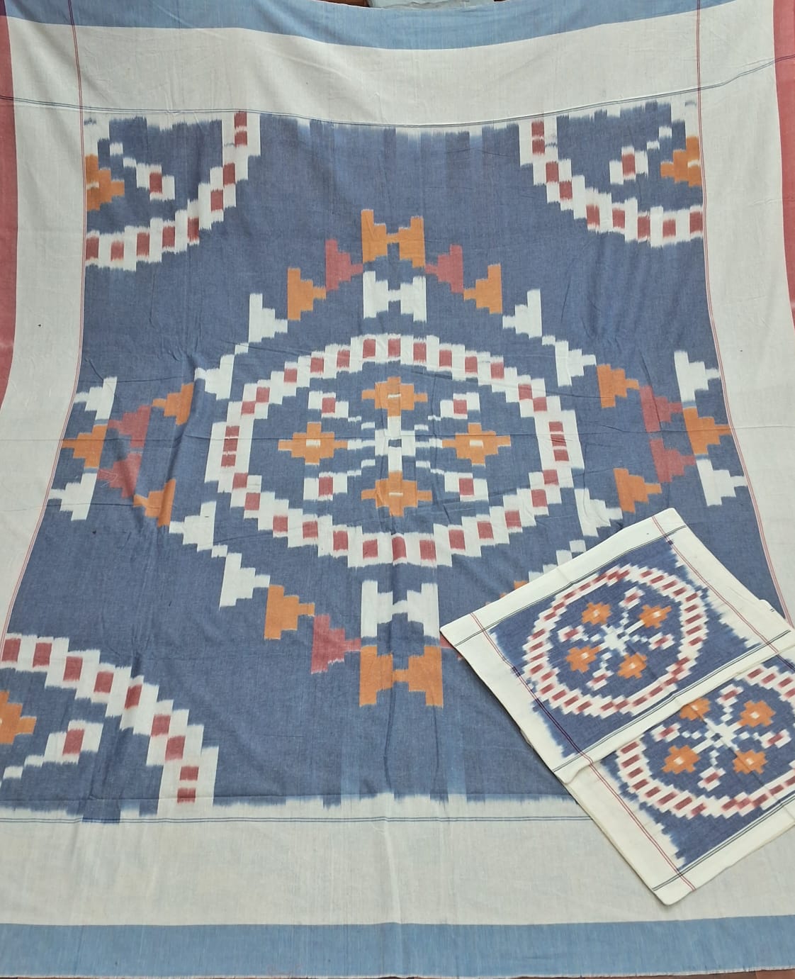 pochampally konark design bed sheets | blue pochampally konark design bed sheets | blue