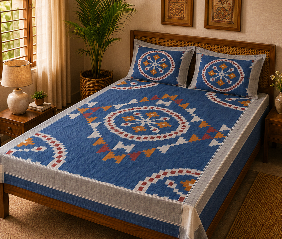 Premium IKkat Konark Design Double /Queen Size (90 x 108 inches) Bed Sheets
