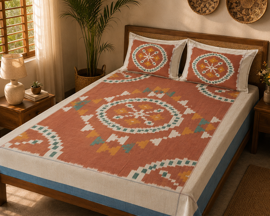 Premium IKkat Konark Design Double /Queen Size (90 x 108 inches) Bed Sheets