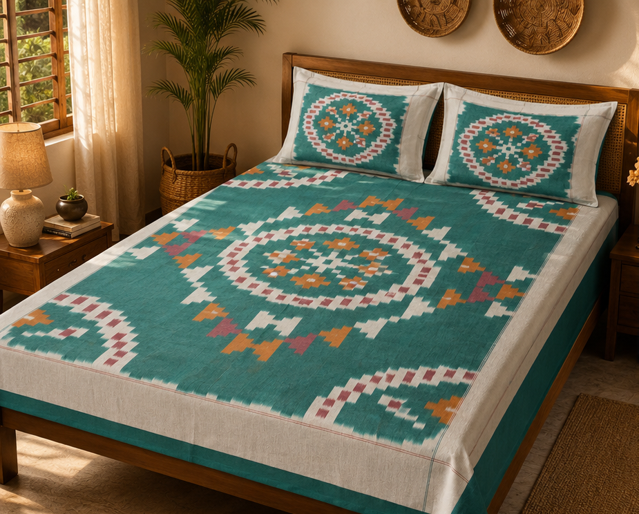 Premium IKkat Konark Design Double /Queen Size (90 x 108 inches) Bed Sheets