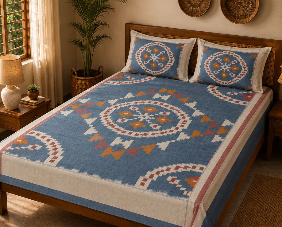 Premium IKkat Konark Design Double /Queen Size (90 x 108 inches) Bed Sheets