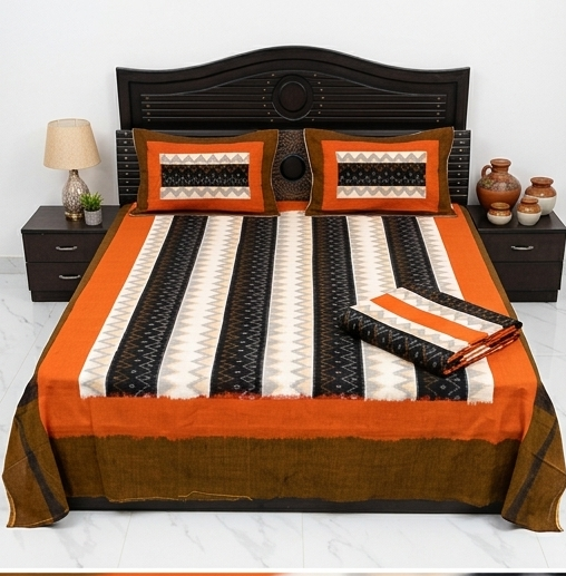 Ikkat Cotton Bed Sheets