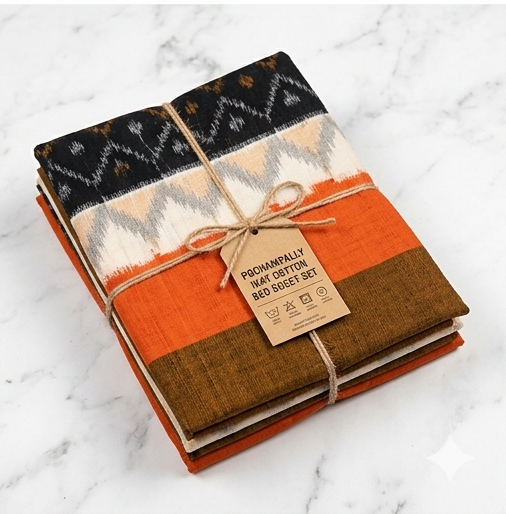 Ikkat Cotton Bed Sheets - Image 2