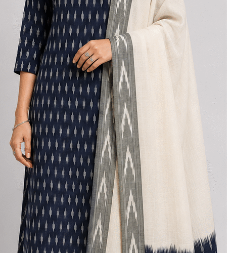 Ikkat Pure Cotton Dress Material Set
