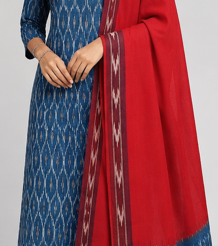 Ikkat Pure Cotton Dress Material Set