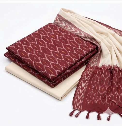 Ikkat Pure Cotton Dress Material Set - Image 2