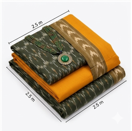 Ikkat Pure Cotton Dress Material Set - Image 2