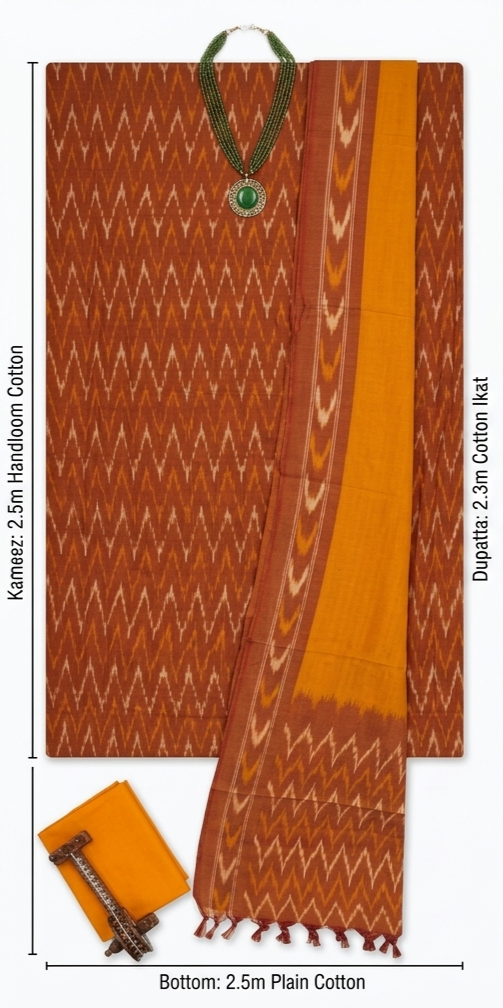 Ikkat Pure Cotton Dress Material Set - Image 2
