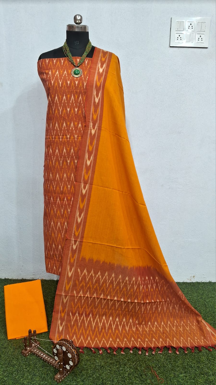 Ikkat Pure Cotton Dress Material Set