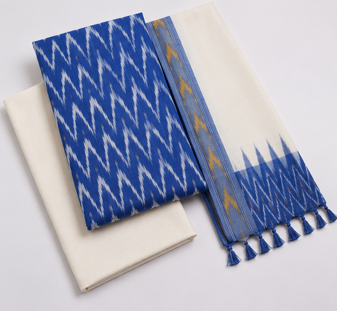 Ikkat Pure Cotton Dress Material Set - Image 2