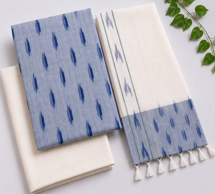 Ikkat Pure Cotton Dress Material Set - Image 2