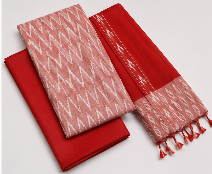 Ikkat Pure Cotton Dress Material Set - Image 2