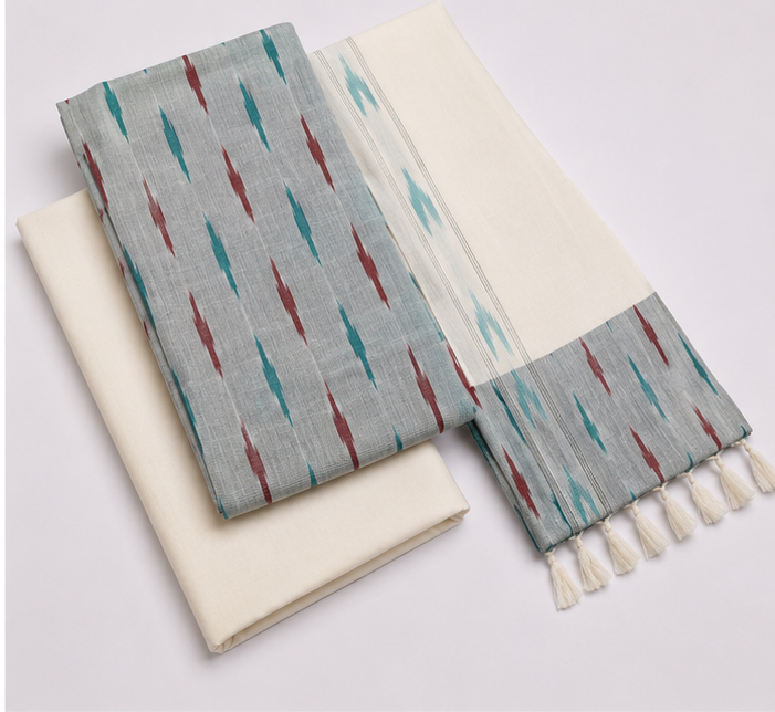 Ikkat Pure Cotton Dress Material Set - Image 2