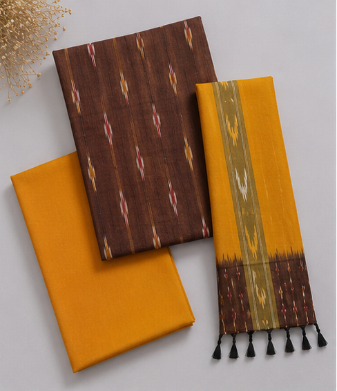 Ikkat Pure Cotton Dress Material Set - Image 2