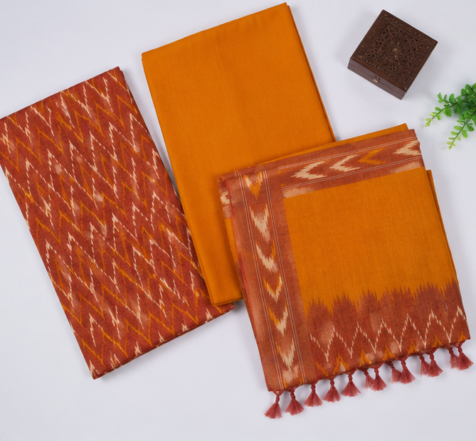 Ikkat Pure Cotton Dress Material Set - Image 2