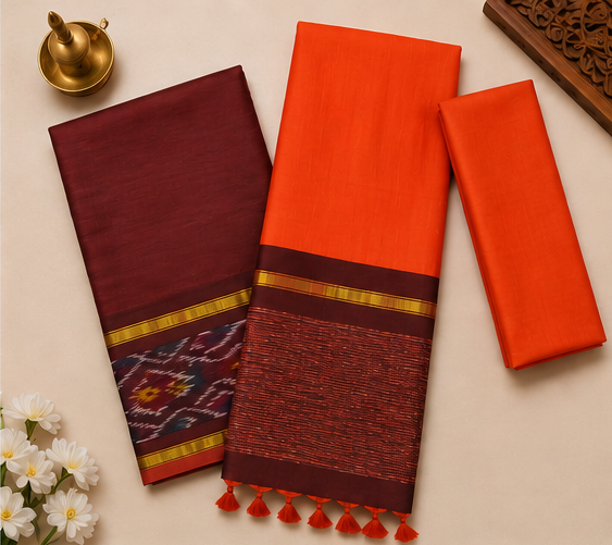 Pochampally Silk-Cotton Dress Material Set - Image 2
